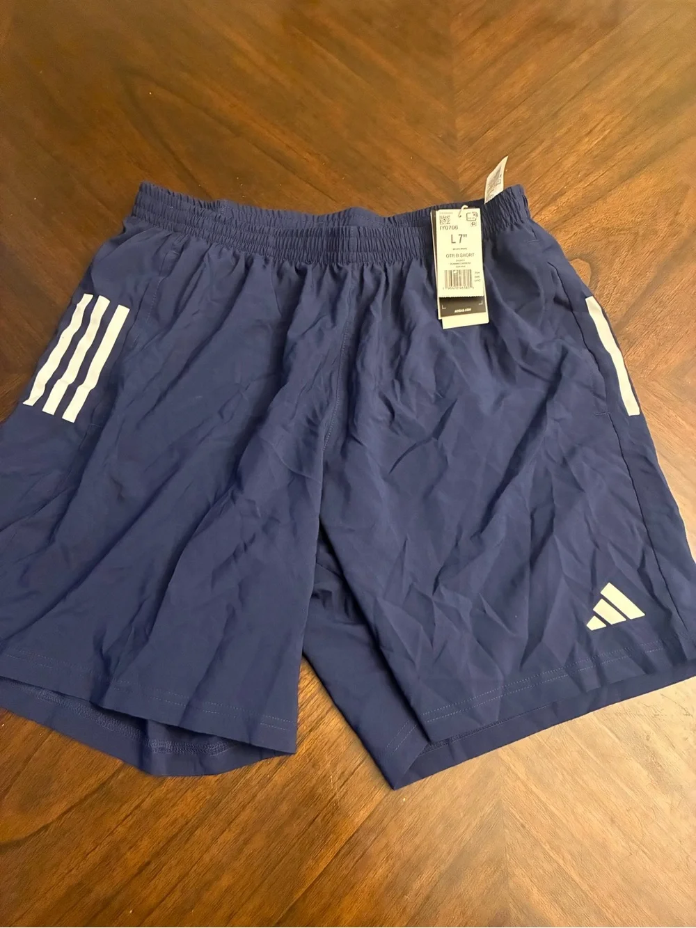 Adidas Men's Own The Run Shorts, Dark Blue, Large 7 Inch Inseam New